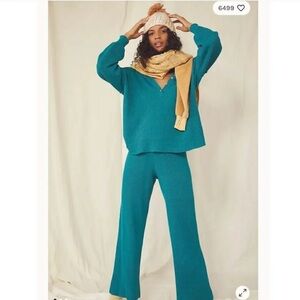 Free People Beach Picnic Sweater set in Teal Size Small 2 piece